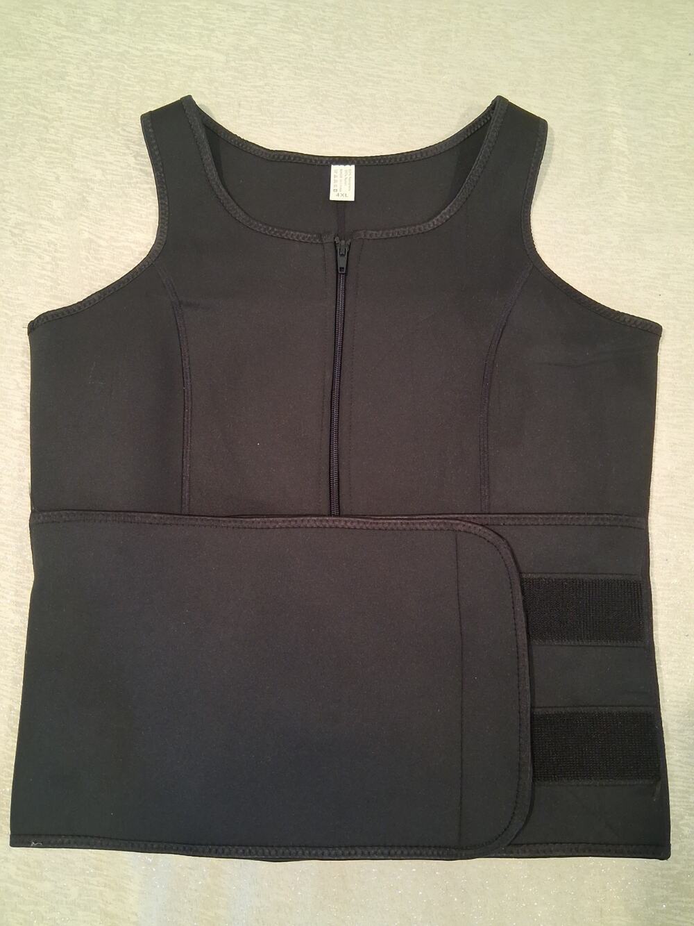 Neoprene Sauna Sweat Vest Waist Trainer Shaper Pocket Double Belt Zipper Tank...